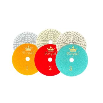 4" Royal 3 Step Polishing Pad Larger Segment Pathern White Back