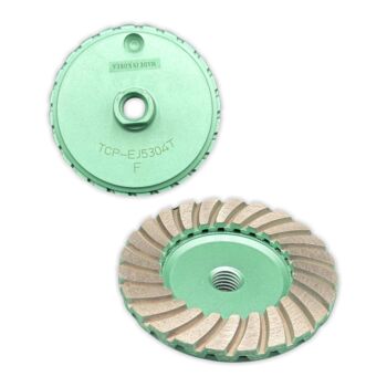 4" Western Green Turbo Cup Wheel Flat Body Fine