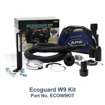 9" Alpha Ecoguard W Series Dust Collection Cover W9, 54" Connector Hose Floor Cutting Kit & Air/Exhaust Hose Adapter Kit