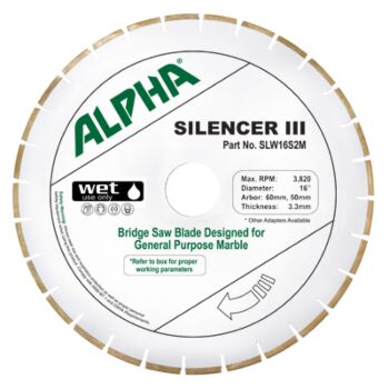 16" Alpha Silencer III Bridge/Table Saw Blade for Marble