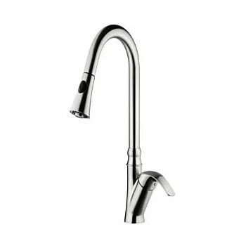 Single Handle Put-Out Kitchen Faucet With Soap Dispenser And Cover Plate
