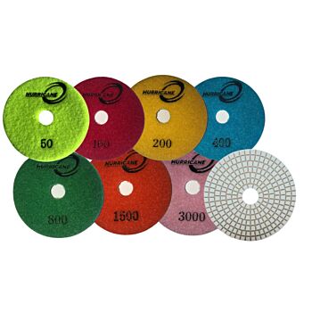 4" Hurricane Engineered Stone White 7 Step Polishing Pads