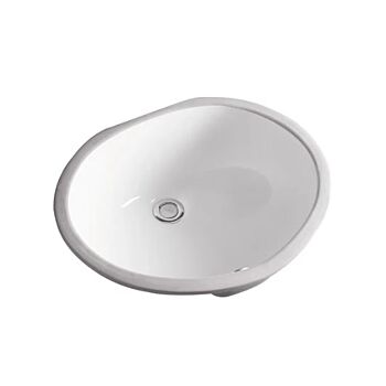 Oval Ceramic Undermount Bathroom Sink Beige US1916