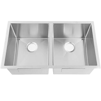 Swan Undermount Stainless Steel Sink Handmade 32x19 50/50 Square Corner